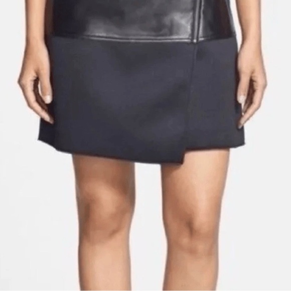 Halogen Dresses & Skirts - #336-💋HALOGEN 100%Leather(top)/Poly(bottom) Elegant Black Women's Mini Skirt 0